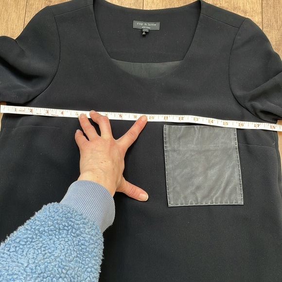 Rag & and Bone Shortsleeve Shirt Dress Black Leather Pocket Oversized XS - Picture 5 of 12